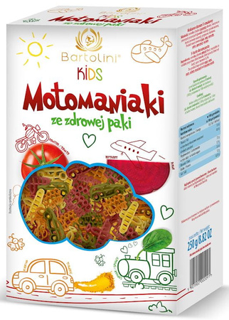 Makaron MOTOMANIAKI dla dzieci warzywny 5 smaków 250g