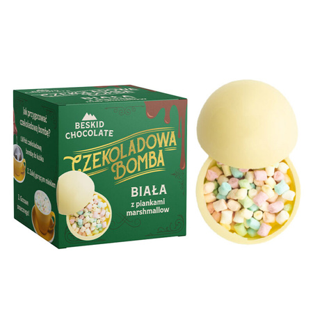 CZEKOLADOWA BOMBA 50g z białej czekolady z piankami marshmallow 