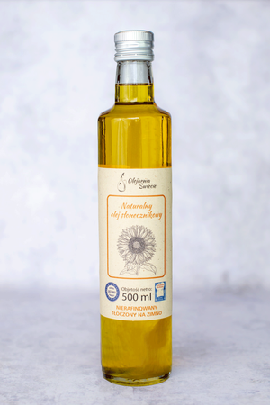 Olej słonecznikowy nierafinowany tłoczony na zimno 500ml