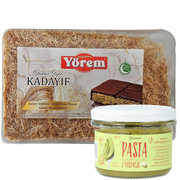 Ciasto Kadayif Kataifi w stylu dubajskim 200g YOREM + Pasta z pistacji 150g KRUKAM